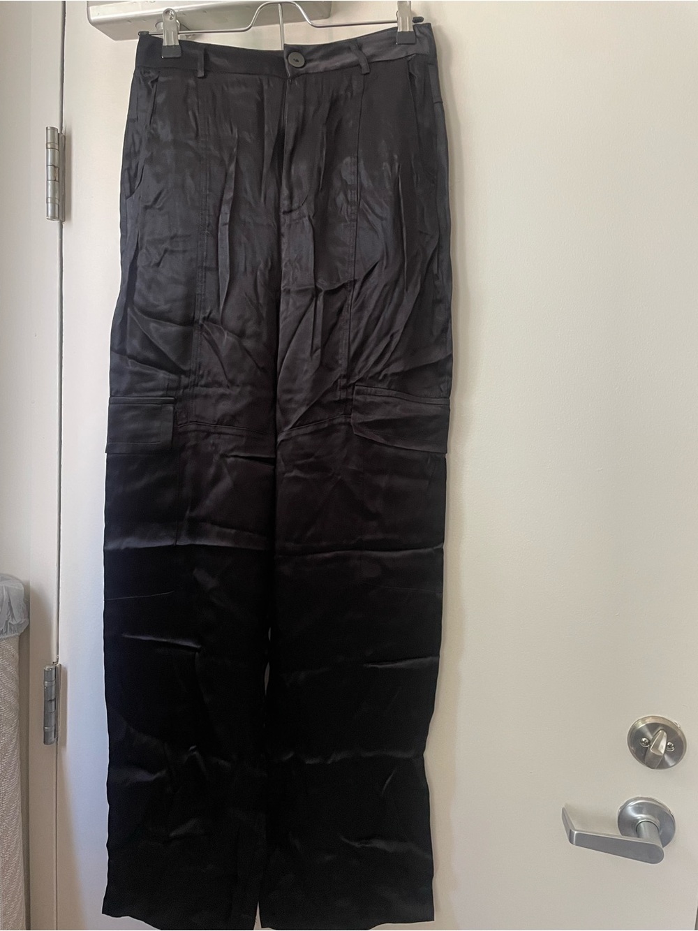 Women’s Black Satin Dress high rise Pants